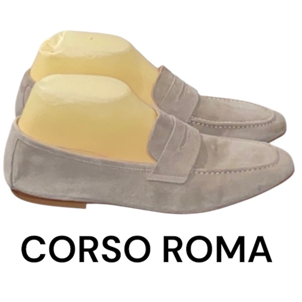 Authentic Corso Roma designer soft suede leather loafers sz 8 Euro 38